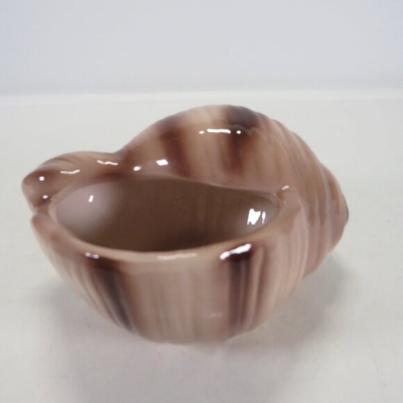 Ceramic Sea Shell Dish - Planter Brown Striped Conch Shell - Picture 2 of 12